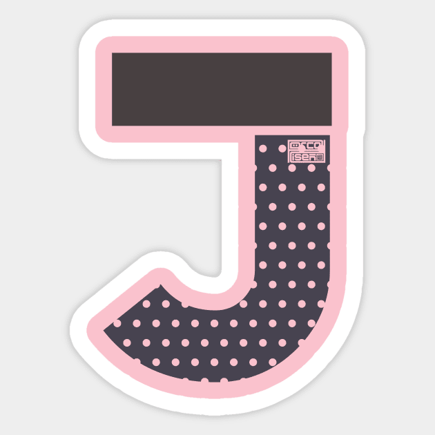 Initial Letter J Ladies Girls Polka Dots Girly Cute Sticker by porcodiseno